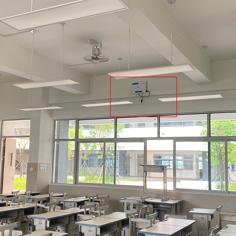 A cell phone jammer is installed on the wall of the classroom. 
