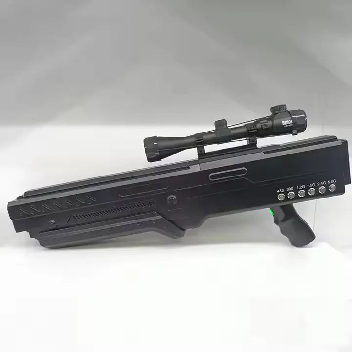 6 Bands drone gun detailed shape with scope and frequencies.