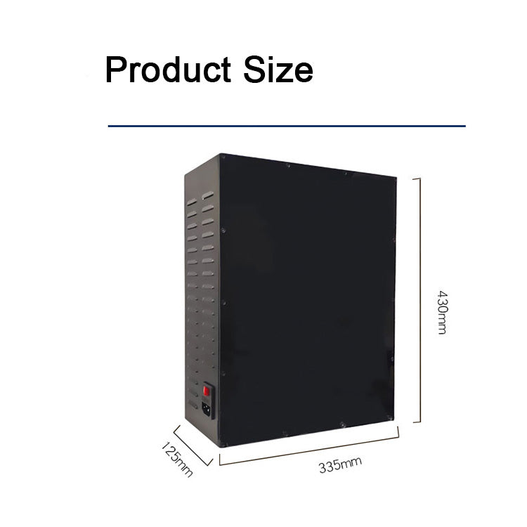 Black cell phone jammer with size dimensions on a white background