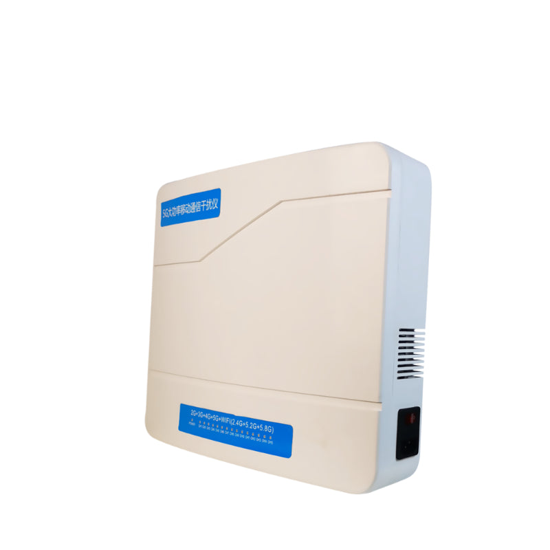 wifi signal blocker with blue labels on a white background